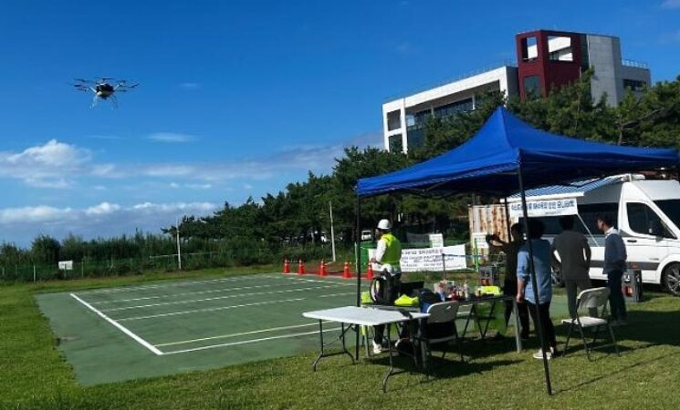 Resort island Jeju deploys safety drone capable of dropping rescue tubes in case of emergency
